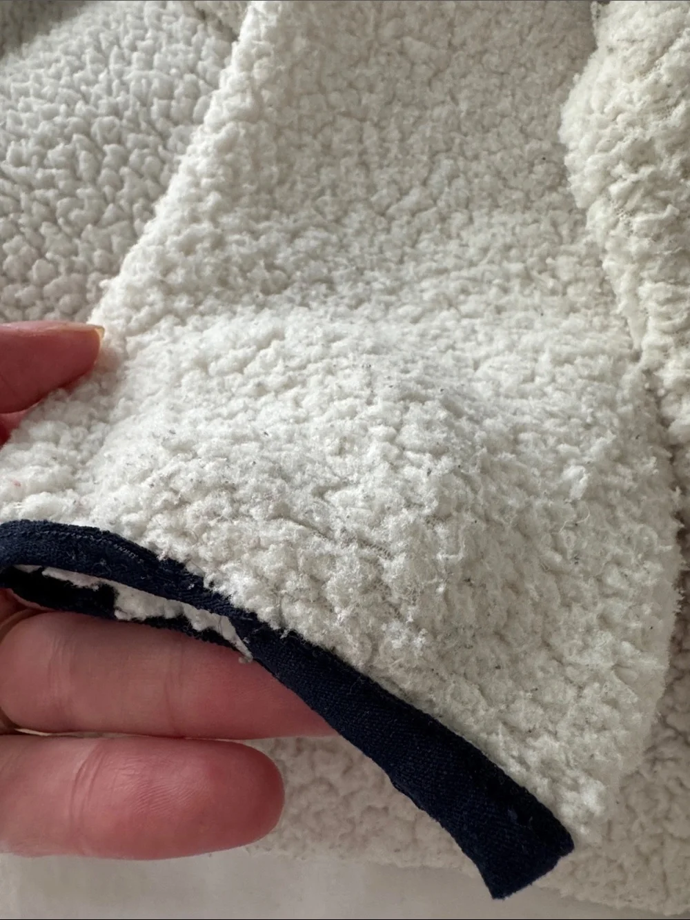 GAP Cream Sherpa Jacket with Navy Chest Pocket